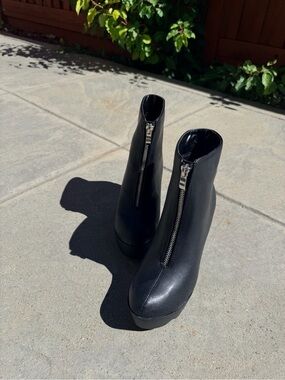 Platform Ankle Boots Chunky Lug Sole Zip Up Size 6